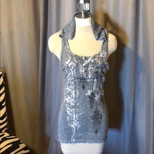 Vocal Large tank top with hoodie and bling